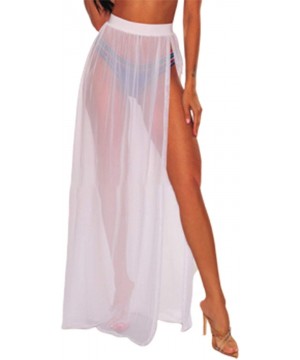 Women's Perspective Sheer Mesh Ruffle Pants Swimsuit Bikini Bottom Cover up - Z Skirt/White - C6194ER44TD $12.62-Cover-Ups