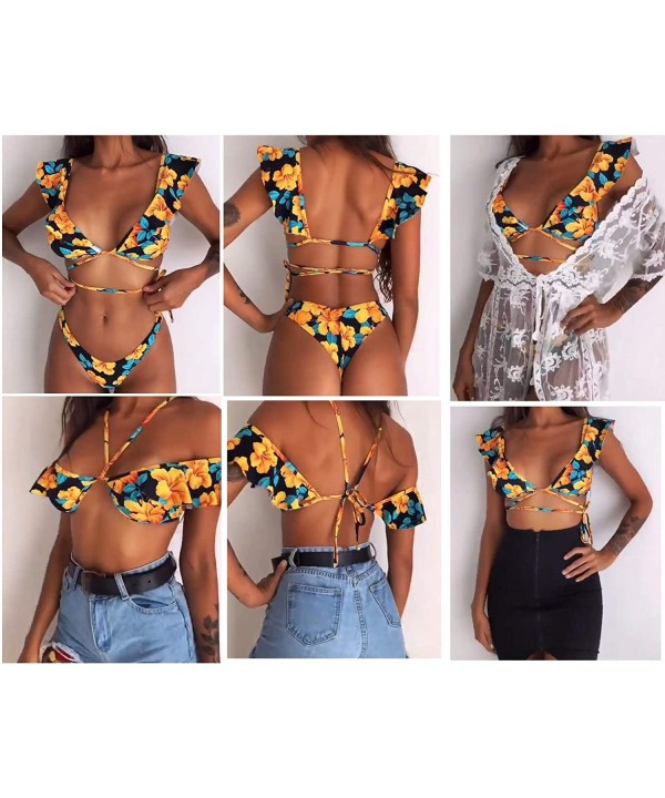 Women's Strappy Swimwear High Waist Thong 2PCS Bikini Sets Swimsuit - Color03 - C718QKR8QUT $19.35-Sets