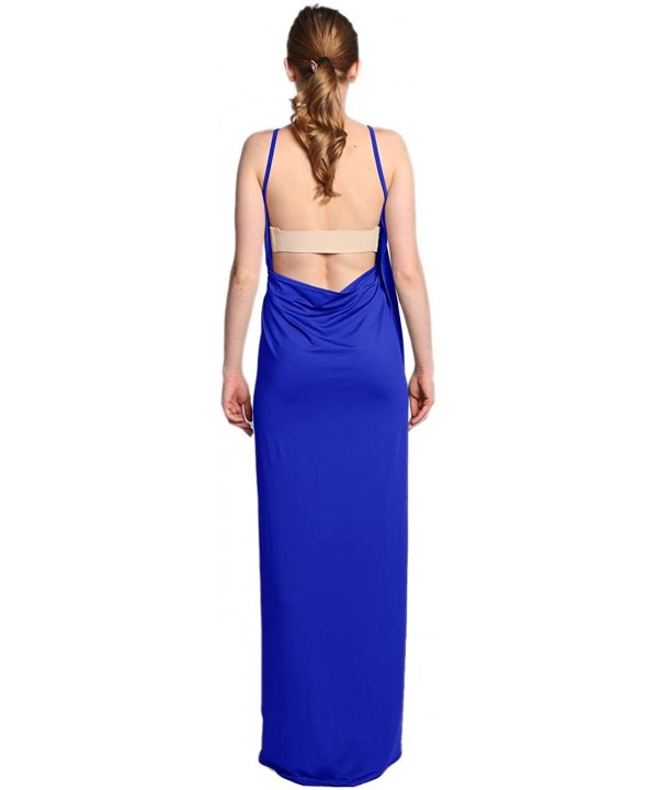 Women's Plus Size Sexy Spaghetti Strap Backless Solid Color Beach Dress Bikini Cover-ups - Blue - C1184XTE0EI $16.07-Cover-Ups