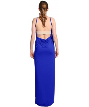 Women's Plus Size Sexy Spaghetti Strap Backless Solid Color Beach Dress Bikini Cover-ups - Blue - C1184XTE0EI $16.07-Cover-Ups