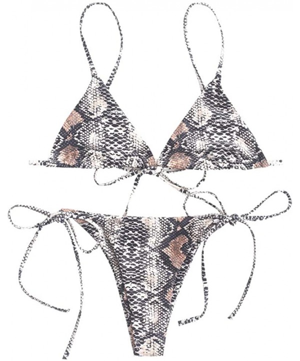 Women's Leopard Print Underwire Tie String Triangle Bikini Set Swimsuit - Zc-white - C51965DNOGC $17.70-Sets