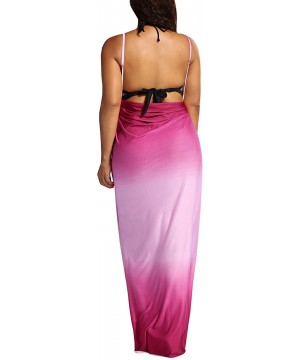 Womens Plus Size Cover Up Spaghetti Strap Backless Bikini Wrap Gradient Color Beach Dress - Pink - CR184RSOQW8 $25.23-Cover-Ups