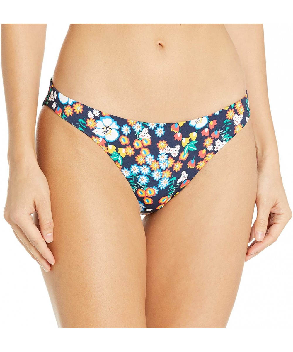 Women's Floral Garden Classic Bikni Bottom - Navy Multi - CL12N8ZA1QI $46.60-Bottoms