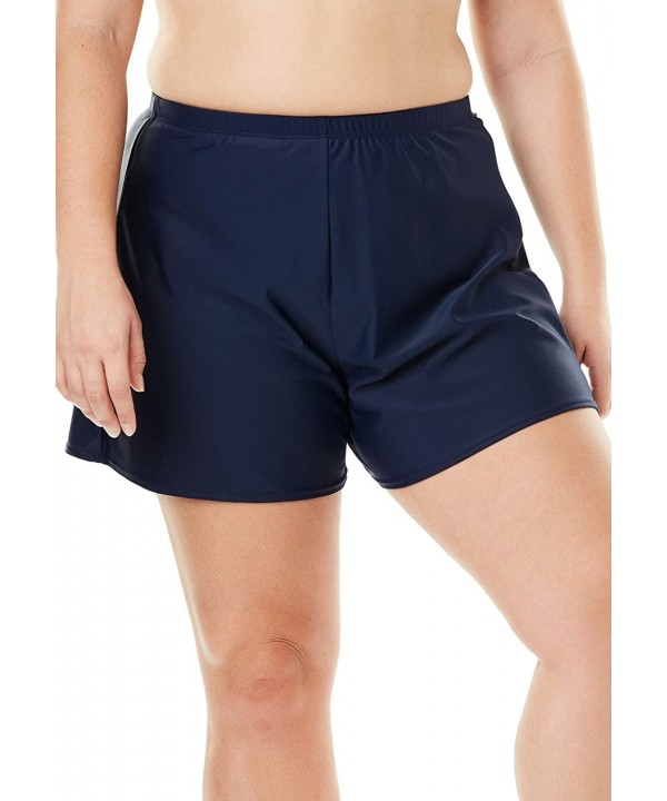 Women's Plus Size Loose Swim Short with Built-in Brief - Navy (0376) - CR195SQXSR2 $17.42-Bottoms