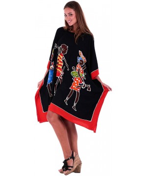 Womens Poncho Dress Short Tunic Swim Cover Up Kaftan Plus Size - Women Black - CP12N5SFHRS $36.42-Cover-Ups