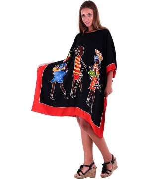 Womens Poncho Dress Short Tunic Swim Cover Up Kaftan Plus Size - Women Black - CP12N5SFHRS $36.42-Cover-Ups