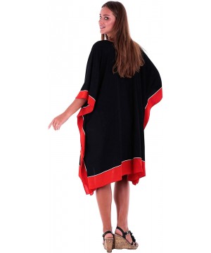 Womens Poncho Dress Short Tunic Swim Cover Up Kaftan Plus Size - Women Black - CP12N5SFHRS $36.42-Cover-Ups