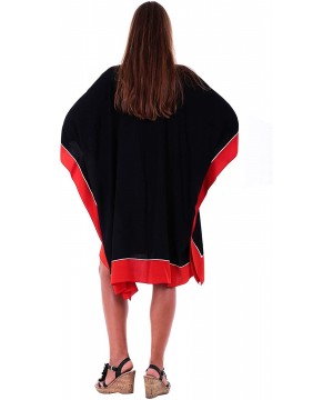 Womens Poncho Dress Short Tunic Swim Cover Up Kaftan Plus Size - Women Black - CP12N5SFHRS $36.42-Cover-Ups