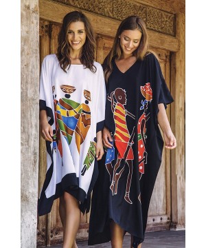 Womens Poncho Dress Short Tunic Swim Cover Up Kaftan Plus Size - Women Black - CP12N5SFHRS $36.42-Cover-Ups