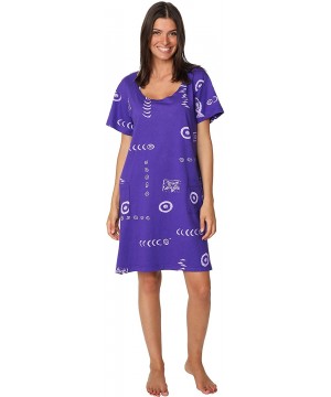 Cotton Dress Summer White Beach Sleeve Casual Short Cover Up Plus Size - Printed Purple/Light Purple - CG1965GZT5H $20.28-Cov...