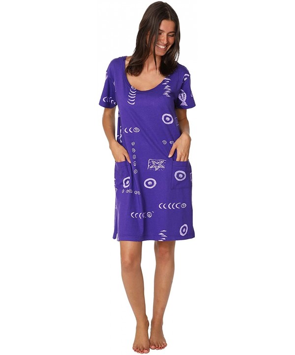 Cotton Dress Summer White Beach Sleeve Casual Short Cover Up Plus Size - Printed Purple/Light Purple - CG1965GZT5H $20.28-Cov...