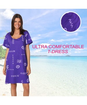 Cotton Dress Summer White Beach Sleeve Casual Short Cover Up Plus Size - Printed Purple/Light Purple - CG1965GZT5H $20.28-Cov...