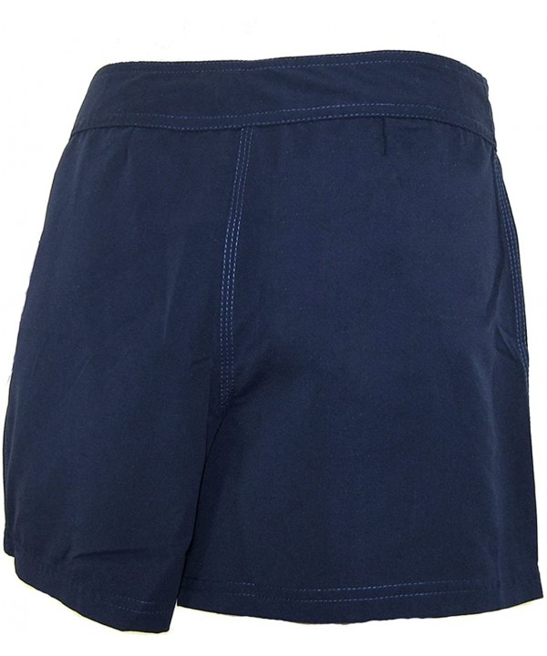 Women's Solid Poly Boardshorts Full Cut Boardshort with Normal Waistline - Navy - CK11LLE9I8B $41.55-Board Shorts