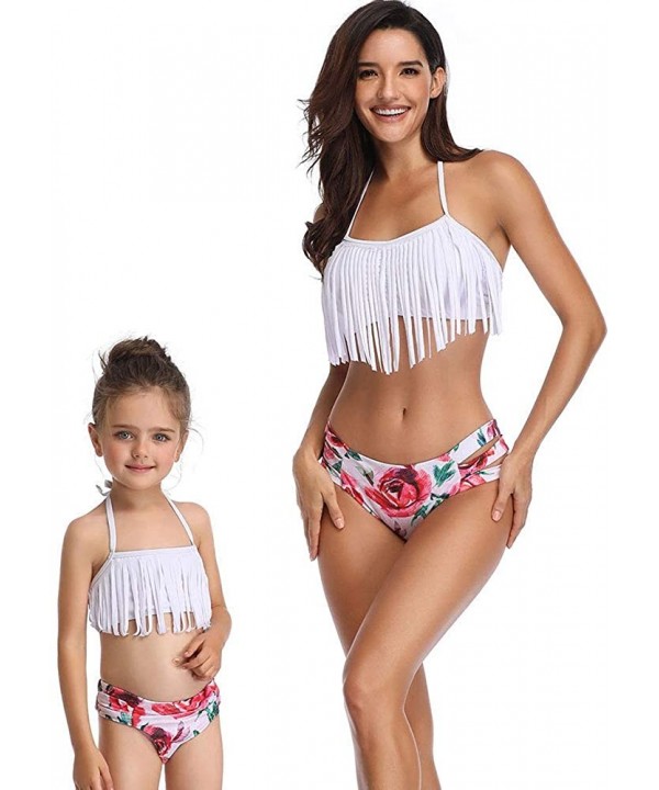 Tassel 2Pcs Family Chic Bikinis Swimsuits Swimwear Beachwear for Girl Kid Child Teens Women - B-tassel White - CZ18N0EAND7 $1...