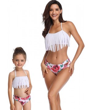 Tassel 2Pcs Family Chic Bikinis Swimsuits Swimwear Beachwear for Girl Kid Child Teens Women - B-tassel White - CZ18N0EAND7 $1...