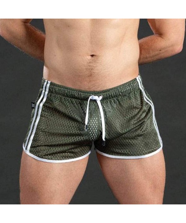 Mens Swimming Trunks Briefs Drawstring Quick Dry Square Shorts Athletic Swimwear Bathing Suit for Men Swimsuit - Green - CA19...