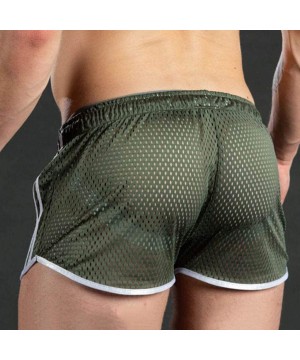 Mens Swimming Trunks Briefs Drawstring Quick Dry Square Shorts Athletic Swimwear Bathing Suit for Men Swimsuit - Green - CA19...