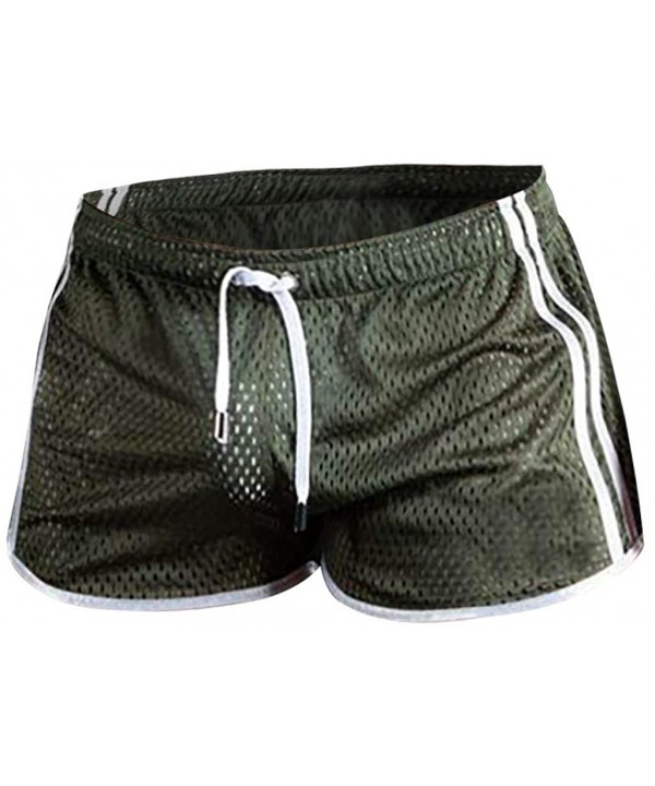 Mens Swimming Trunks Briefs Drawstring Quick Dry Square Shorts Athletic Swimwear Bathing Suit for Men Swimsuit - Green - CA19...