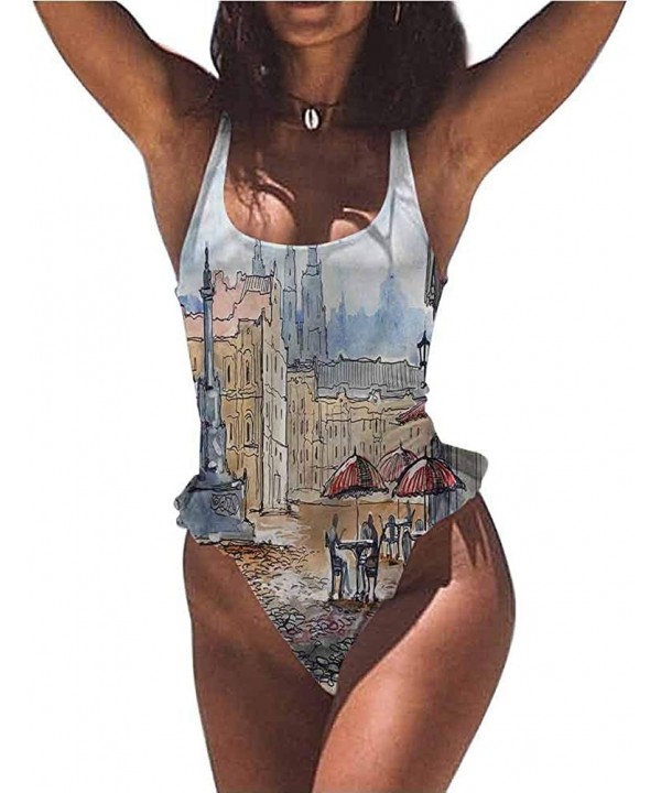 Bathing Suit City- New York at Night Bridge Very Flattering Style - Multi 14-one-piece Swimsuit - CE19E84WHAT $38.56-Bottoms