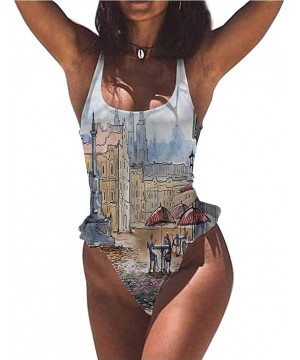 Bathing Suit City- New York at Night Bridge Very Flattering Style - Multi 14-one-piece Swimsuit - CE19E84WHAT $38.56-Bottoms