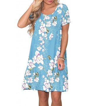 Dress- Women's Boho Maxi Evening Party Dress Beach Printed Dress Sundress - Sky Blue 251 - CJ18QXWZYW0 $20.46-Cover-Ups