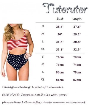 Womens American Flag Stars Stripes Swimsuit Bikini High Waist Cutout Tummy Control Monokini - Red - CE198ETKQKR $30.04-One-Pi...