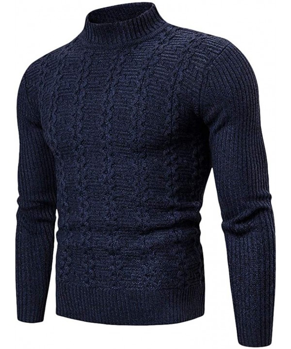 Men's Full Zip Casual Classic Soft Thick Knitted Cardigan Sweaters Long Sleeve with Pockets - Blue B - C0193EKOML2 $31.90-Ras...