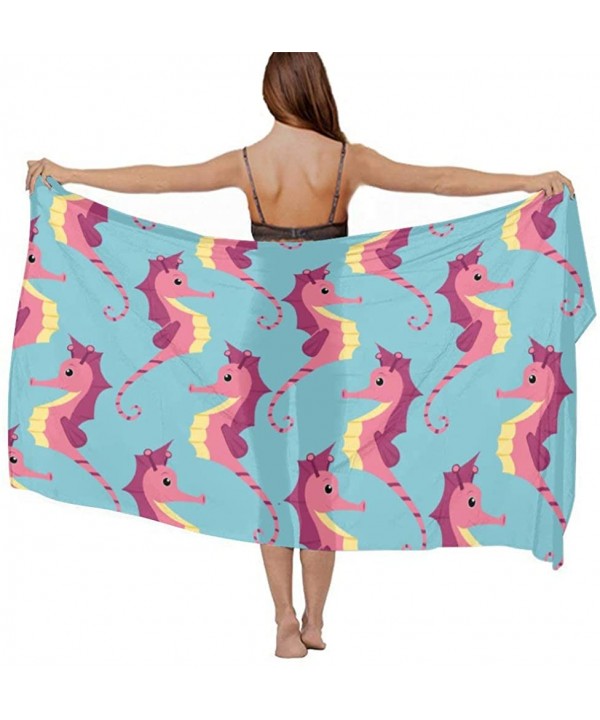 Women's Swimwear Cover Ups- Summer Vacation Beach Sarong Soft Shawl Wrap - Cotton Cute Seahorses Funny - C519C4DKWMK $31.00-C...