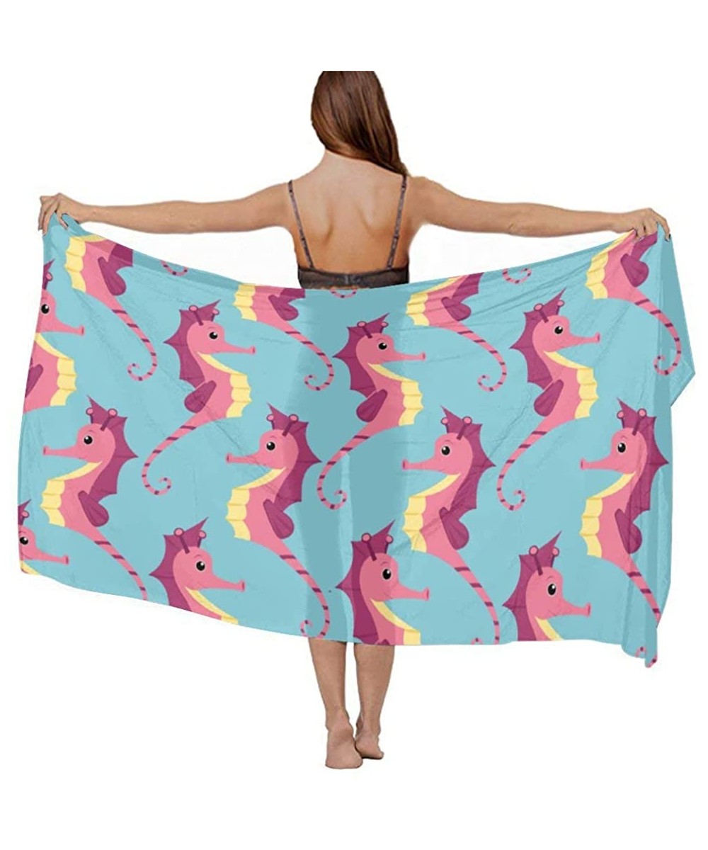 Women's Swimwear Cover Ups- Summer Vacation Beach Sarong Soft Shawl Wrap - Cotton Cute Seahorses Funny - C519C4DKWMK $31.00-C...