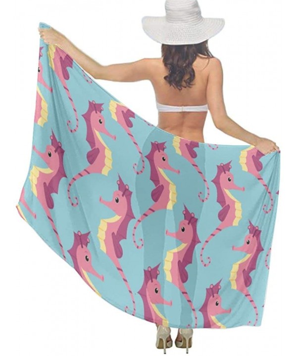 Women's Swimwear Cover Ups- Summer Vacation Beach Sarong Soft Shawl Wrap - Cotton Cute Seahorses Funny - C519C4DKWMK $31.00-C...