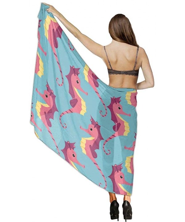 Women's Swimwear Cover Ups- Summer Vacation Beach Sarong Soft Shawl Wrap - Cotton Cute Seahorses Funny - C519C4DKWMK $31.00-C...