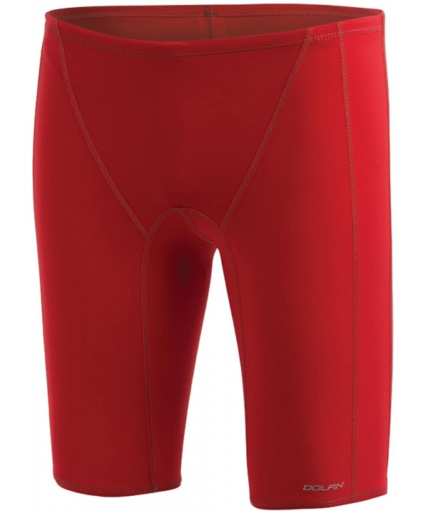 134JMG Men's Solid Jammer - Red - CW188T47NHT $43.34-Racing