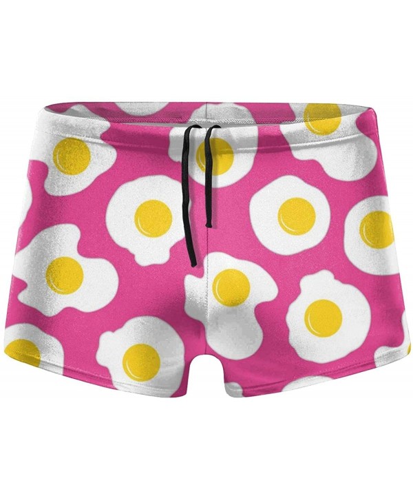 Men's Swimwear Swim Trunks Cute Fried Eggs Boxer Brief Quick Dry Swimsuits Board Shorts - CR18UIRO50E $26.71-Briefs