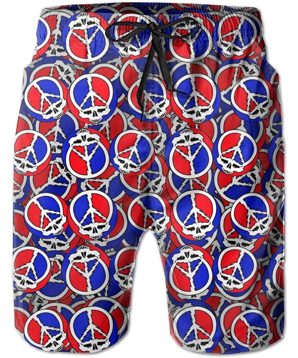 Grateful-Dead Pink Girl Skulls Lightning Dark Purple 3D Printed Beach Shorts - Grateful Dead D - C3190SUXYOS $25.99-Board Shorts