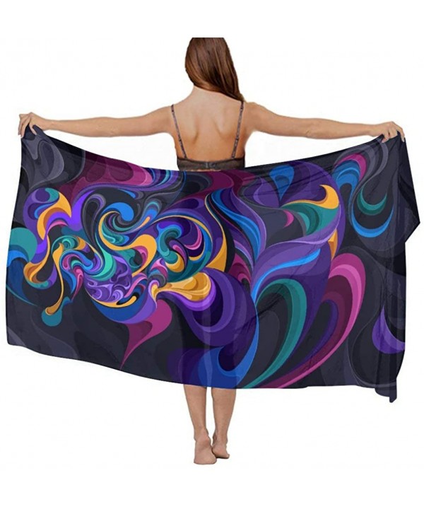 Women's Swimwear Cover Ups- Summer Vacation Beach Sarong Soft Shawl Wrap - Abstract Colorful Painting - CP19C6O8XDQ $27.12-Co...