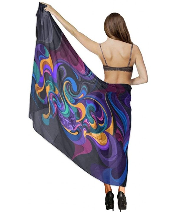 Women's Swimwear Cover Ups- Summer Vacation Beach Sarong Soft Shawl Wrap - Abstract Colorful Painting - CP19C6O8XDQ $27.12-Co...