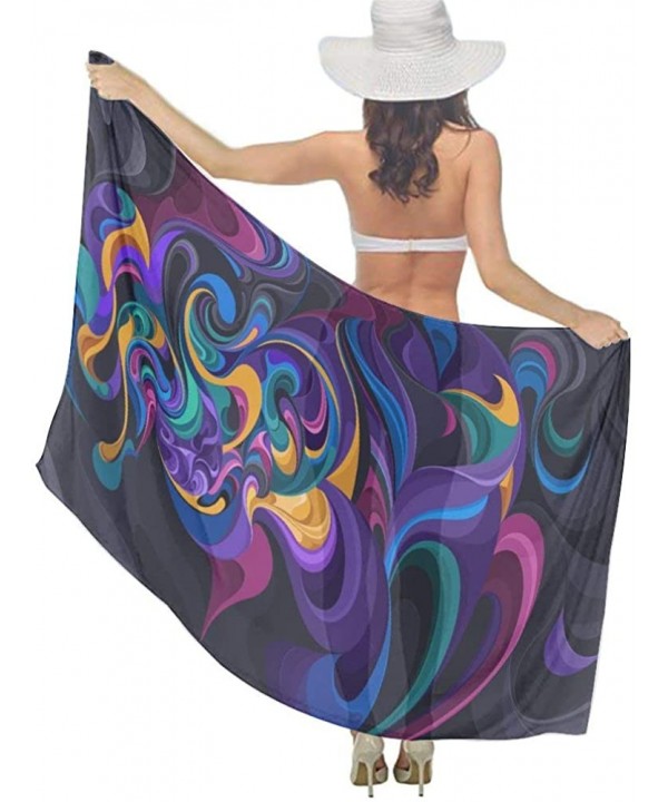 Women's Swimwear Cover Ups- Summer Vacation Beach Sarong Soft Shawl Wrap - Abstract Colorful Painting - CP19C6O8XDQ $27.12-Co...