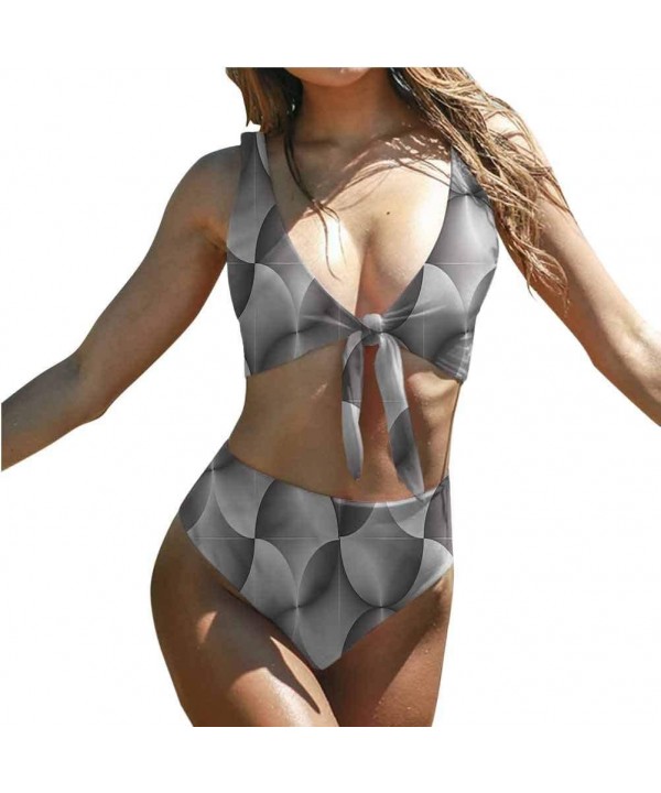 Bikini Swimsuit Set Black and White- Circles Mosaic Tummy Control Swim Dress Sexy- and Classy - Multi 02 - CO1900I26RU $32.68...