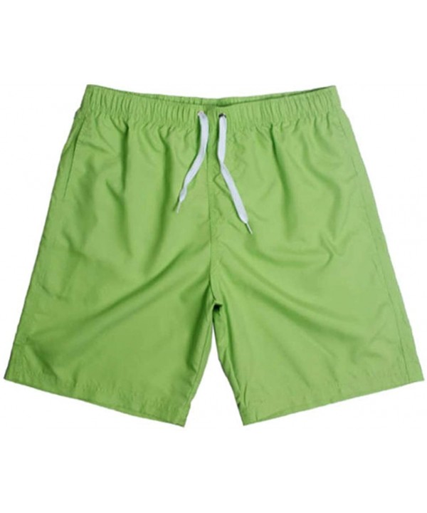 Mens Swim Trunks Solid Quick Dry Swim Suit Without Mesh Lining - Green - C118RC8GGIT $17.79-Trunks