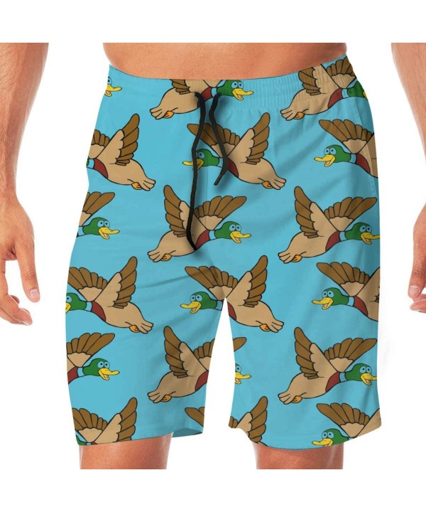 Men's Summer Beach Board Shorts Swim Trunks - Stretch Waist Band Board Shorts - Flying Mallard Ducks2 - CO19CMI26CG $16.97-Tr...