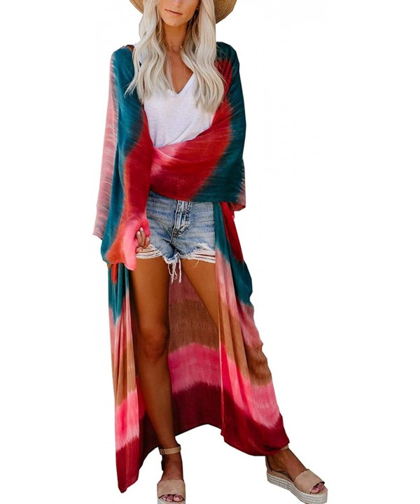 Women's Chiffon Kimono Loose Cardigan Lightweight Cover Up - Multi 1 - CS194GW6MAH $19.69-Cover-Ups