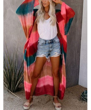 Women's Chiffon Kimono Loose Cardigan Lightweight Cover Up - Multi 1 - CS194GW6MAH $19.69-Cover-Ups