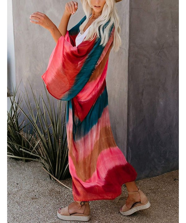 Women's Chiffon Kimono Loose Cardigan Lightweight Cover Up - Multi 1 - CS194GW6MAH $19.69-Cover-Ups