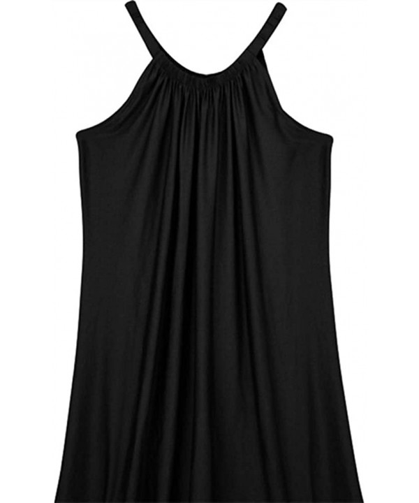 Women Summer Casual Slip Relaxed Strappy Sleeveless Beach Short Mini Dress - A-black - C1188WH07Q2 $10.23-Cover-Ups