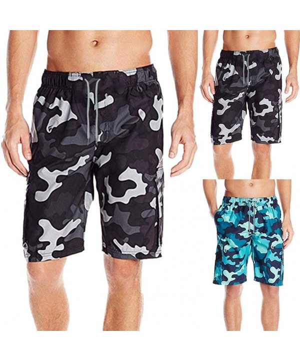 Summer Casual Swim Long Trunks For Mens Beach Bathing Suits Shorts Slim Fit Quick Dry Swim Shorts Pants - Black _a - CU1972KI...