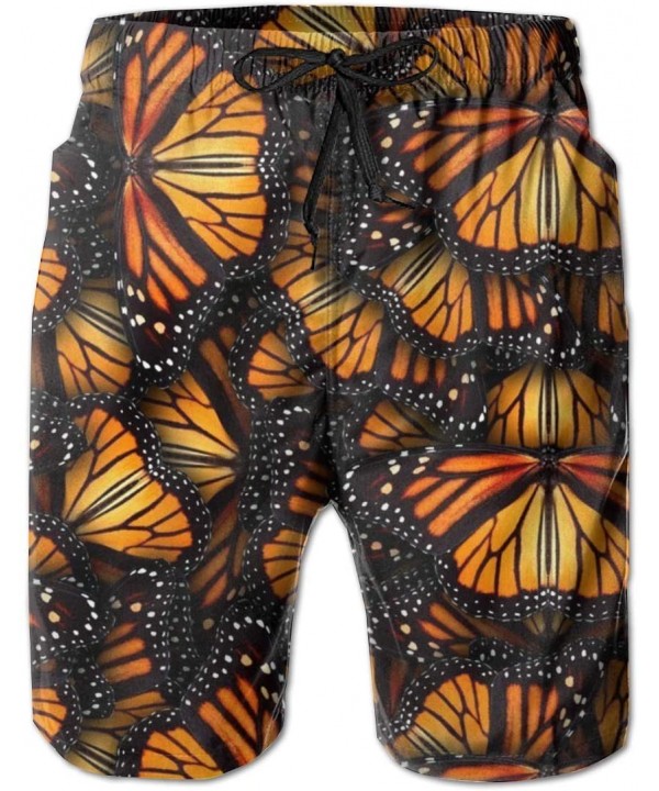 Men Bathing Suit Swim Trunks Quick Dry Beach Shorts - Heaps of Orange Monarch Butterflies - Heaps of Orange Monarch Butterfli...