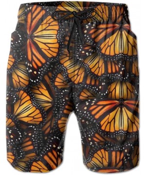 Men Bathing Suit Swim Trunks Quick Dry Beach Shorts - Heaps of Orange Monarch Butterflies - Heaps of Orange Monarch Butterfli...