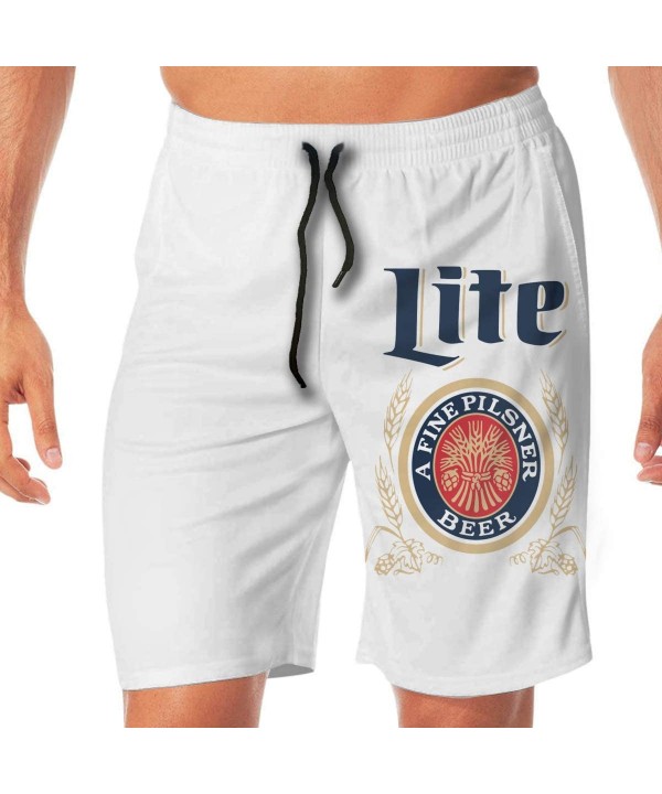 Miller Lite Men's Beach Shorts Summer Quick Dry Swimming Pants - White1 - CR19C2R9INI $26.73-Board Shorts