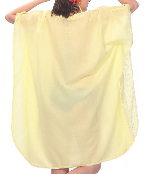 Women's Midi Caftan Boho Dress Sleep Wear Swim Cover Ups Embroidery A - Autumn Yellow_k685 - CT11OZYVBQV $21.21-Cover-Ups