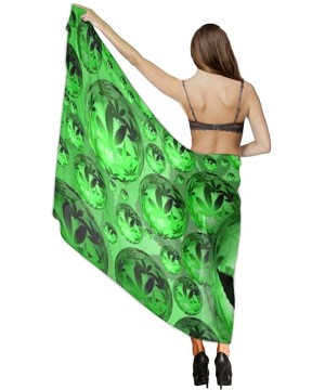 Women Chiffon Sarong Beach Bikini Cover Up Wedding Party Shawls Wraps - Pot Weed Leaf Pattern - CV196U4GTG2 $18.23-Cover-Ups